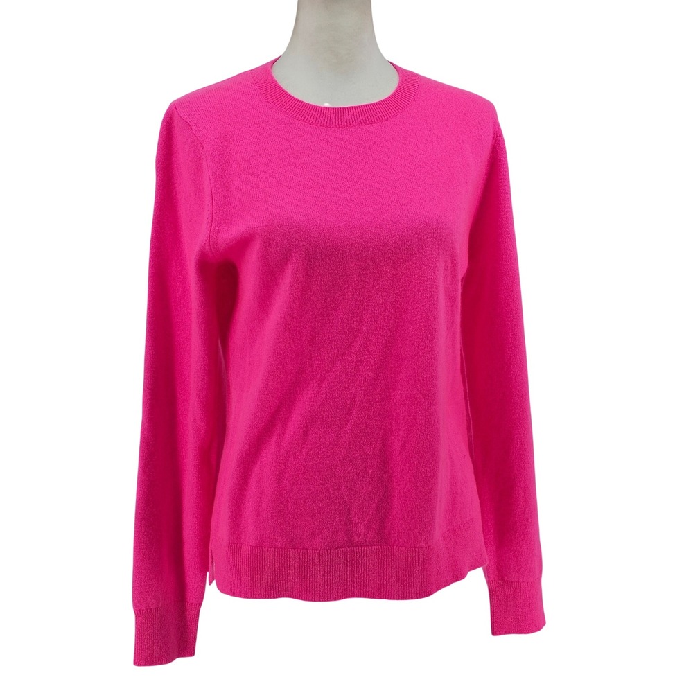 Antonio Melani Cashmere Sweater M Hot Pink Barbiecore Crew Neck Preppy Luxury